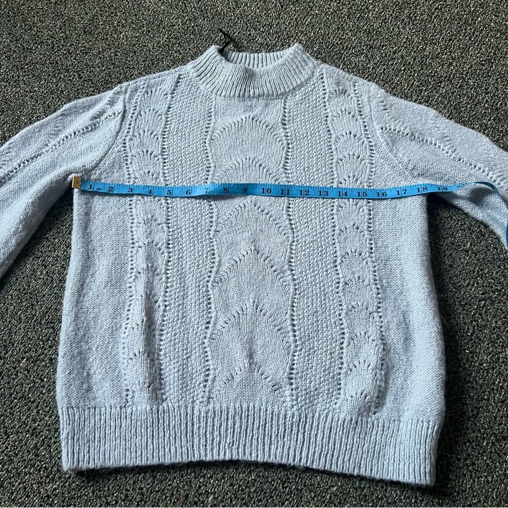 H&M Baby Blue Pastel Mockneck Baggy Sleeve Hole Knit Acrylic Mohair Wool Sweater